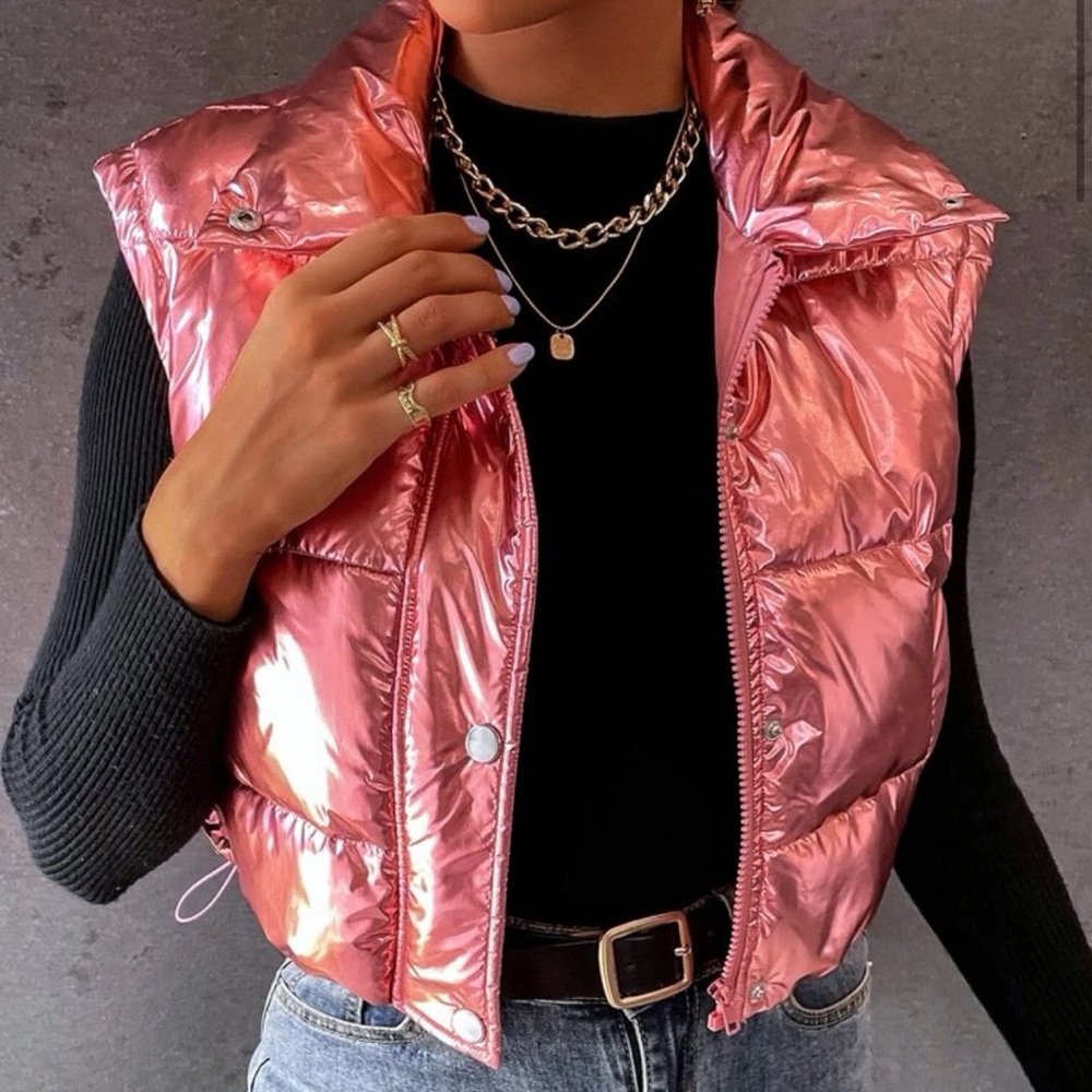 Metallic Pink medium Vest Puffer
